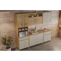 Gabinete de Cozinha Modulado Balcão c/ Tampo Condessa c/ 2 Portas 120cm Carvalho/Cinza - Nesher