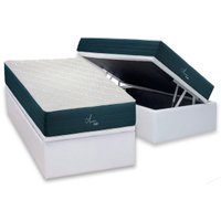 Cama Box Baú Solteiro: Colchão Molas Bonnel Polar Ensacadas Aquariuns + Base CRC Corano White (88x188)
