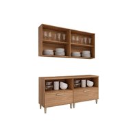 Cozinha Modulada Completa Bella 4 Peças s/ Portas (2Aéreos+2Balcões) 160cm Freijo - MGM