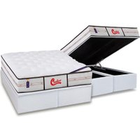 Conjunto Box Baú: Colchão Molas Pocket Castor Ensacadas Gold Star Classic Vitagel + Base CRC Corano White King (193x203)