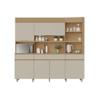 Kit de Cozinha Compacta Realeza c/ 6 Portas e 3 Gavetas 220cm Carvalho/Titânio - Nesher