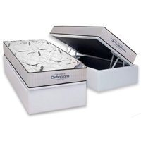Cama Box Baú Solteiro: Colchão Espuma D45 Ortobom Hight Foam HR + Base CRC Courano White (88x188)