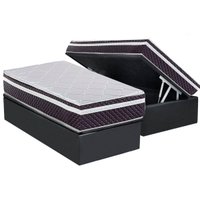 Conjunto Box Baú Solteiro: Colchão Molas Herval Ensacadas C1789 + Base CRC Suede Gray (88x188)