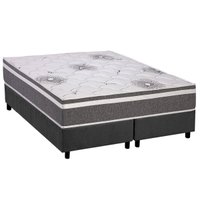 Cama Box Queen: Colchão Espuma D33 Polar Pérola Premium + Base CRC Suede Gray (158x198)