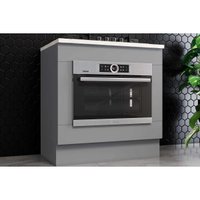 Gabinete de Cozinha Modulado Balcão c/ Tampo Americana p/ Forno de Embutir e Cooktop 80cm Cinza - Henn