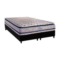 Cama Box Queen: Colchão Molas Ensacadas Paropas Blue + Base CRC Rústico Black (158x198)