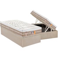 Cama Box Baú Solteiro: Colchão Molas MasterPocket Ensacadas Castor Silver Star Air + Base CRC Suede Clean (88x188)