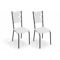 Kit 2 Cadeiras Sala Jantar Lisboa 2C076PRF Aço 2 Un Preto/ano Branco - Kappesberg