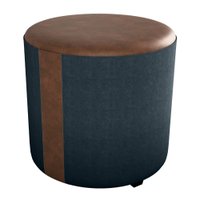 Puff Redondo Copenhage Corano Marrom Veludo Light Chumbo Milani Store