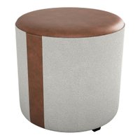 Puff Redondo Copenhage Corano Marrom Boucle Natural Milani Store