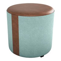 Puff Redondo Copenhage Corano Marrom Boucle Azul Milani Store