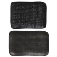Kit Travessas 18x14cm e 27x17cm Preto Matte Cerâmica Porto Brasil Servir Sushi