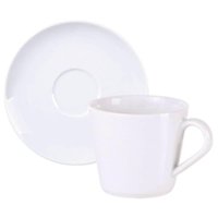 Conjunto Xícara de Chá e Pires 185ml Porcelana Tramontina Leonora Café Cozinha Mesa Posta