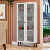 Cristaleira 70 cm 2 Portas de Vidro com Pés Cônicos Branco/Rustic Vik Madesa