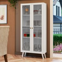 Cristaleira 70 cm 2 Portas de Vidro com Pés Cônicos Branco Vik Madesa