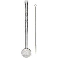 Bomba para Chimarrão Inox Bojo Mil Furos Estampada 24cm Escovinha Bortonaggio