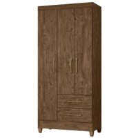 Guarda Roupa Solteiro Lima 3 Portas 182x82 cm Castanho Wood Moval