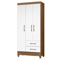 Guarda Roupa Solteiro Lima 3 Portas 182x82 cm Naturale Branco Moval