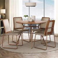 Conjunto Sala de Jantar 4 Cadeiras Domani Rosê Carraro