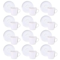 Conjunto 12 Xícaras com Pires Porcelana 185ml Tramontina Leonora Café Chá Mesa Posta