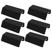 Conjunto 6 Puxadores PV22 80 Alça de Sobrepor Preto Fosco Para Móveis Armários Gavetas