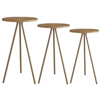 Conjunto 3 Mesas Laterais Sala Estar 27957 Hanover Dourado Artesano