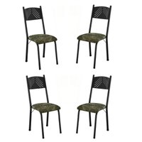 Conjunto Com 4 Cadeiras Liz Artefamol - Preto/Flor