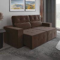 Sofá Retrátil e Reclinável 2m 3 Lugares Fênix Veludo Mamflex - Marrom