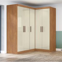 Quarto Modulado de Canto Madrid com 5 Portas Maxel - Madeirado/Off White