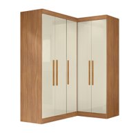 Quarto Modulado de Canto Madrid com 5 Portas Maxel - Madeirado/Off White