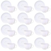 Kit 12 Xícaras de Chá com Pires Porcelana 250ml Tramontina Maria Augusta Café Padaria