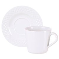 Conjunto Xícara de Chá e Pires Porcelana Tramontina Ingrid 185ml Branco Café Mesa Posta