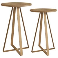 Conjunto 2 Mesas Laterais Sala Estar 27958 Hanover Dourado Artesano