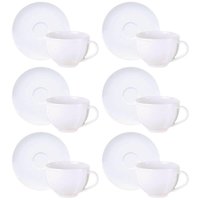 Kit 6 Xícaras com Pires Tramontina Maria Augusta Porcelana 250ml Chá Café Servir