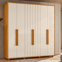 Guarda-Roupa Casal Portinari 6 Portas 4 Gavetas 100% Mdf Cinamomo/Off White - Madetec