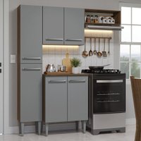 Armário de Cozinha Compacta 156 cm Rustic/Cinza Emilly Madesa 01