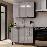 Cozinha Compacta Firenze 6 Portas 2 Gavetas 6171.158 Chumbo/Titânio - Indékes