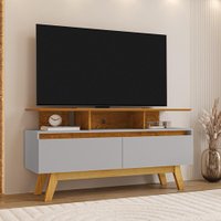 Rack Bancada Tv 50 Pol 120 cm Rubi Naturalle Off White BECHARA