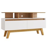 Rack Bancada Tv 50 Pol 120 cm Rubi Cinamomo Branco BECHARA