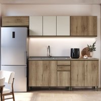 Cozinha Completa Dinamarca 11 Portas 2 Gavetas com Vidro 6123.165 Castani - Indékes