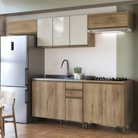 Cozinha Completa Dinamarca 10 Portas 2 Gavetas com Vidro 6123.166 Castani - Indékes