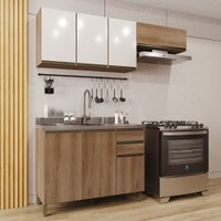 Cozinha Completa Dinamarca 7 Portas 2 Gavetas Castani/Off White - Indékes