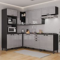 Cozinha Completa Firenze 16 Portas 2 Gavetas Chumbo/Titânio - Indékes