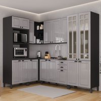 Cozinha Completa Firenze 16 Portas 2 Gavetas com Vidro 6171.170 Chumbo/Titânio - Indékes