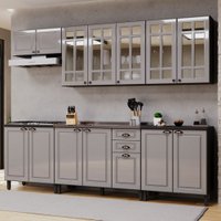 Cozinha Completa Firenze 14 Portas 2 Gavetas com Vidro 6171.168 Chumbo/Titânio - Indékes