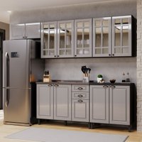 Cozinha Completa Firenze 12 Portas 2 Gavetas com Vidro 6171.166 Chumbo/Titânio - Indékes