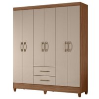 Guarda Roupa Casal Panama 6P 153 cm Carvalho Fendi Moval