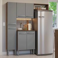 Armário de Cozinha Compacta 156 cm Rustic/Cinza Emilly Madesa 03
