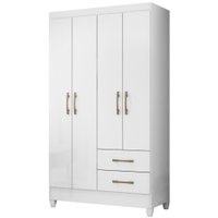 Guarda Roupa Solteiro Chile 4P 103 cm Branco Moval