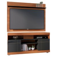 Rack Yara e Painel Maia Tv 55 Pol 136 cm 5016 Noce Milano Preto Colibri
